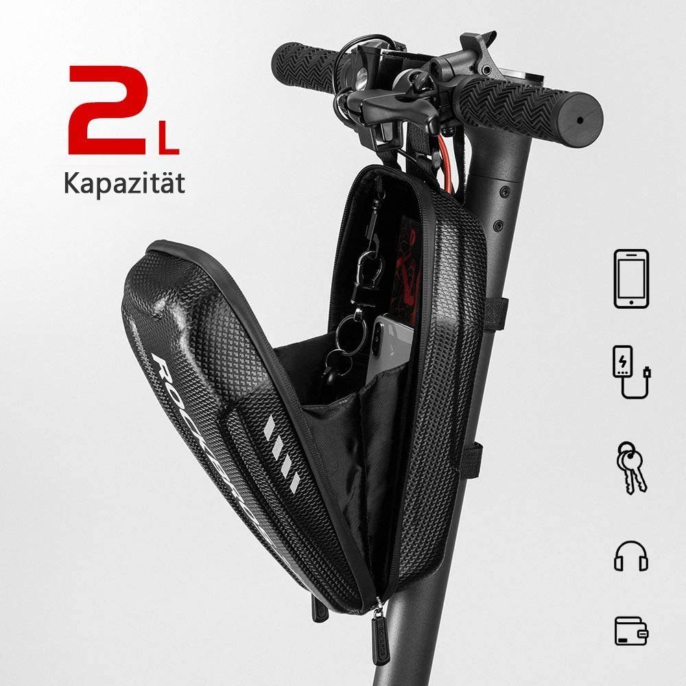 ROCKBROS Fahrradtasche B62 (Lenkertasche Schwarz, 2/3 L Scooter Tasche), abgeschottet Wasserdicht