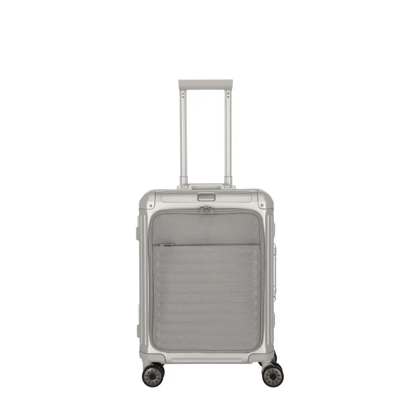 Travelite NEXT Trolley S mit Vortasche 4 Rollen (55cm) - Silber
