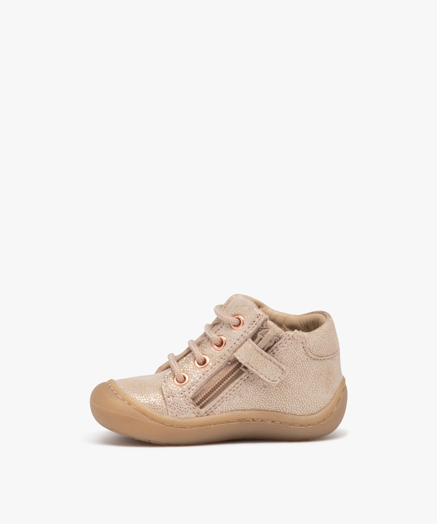 Chaussures premiers pas bébé fille en cuir à paillettes a... beige | GEMO