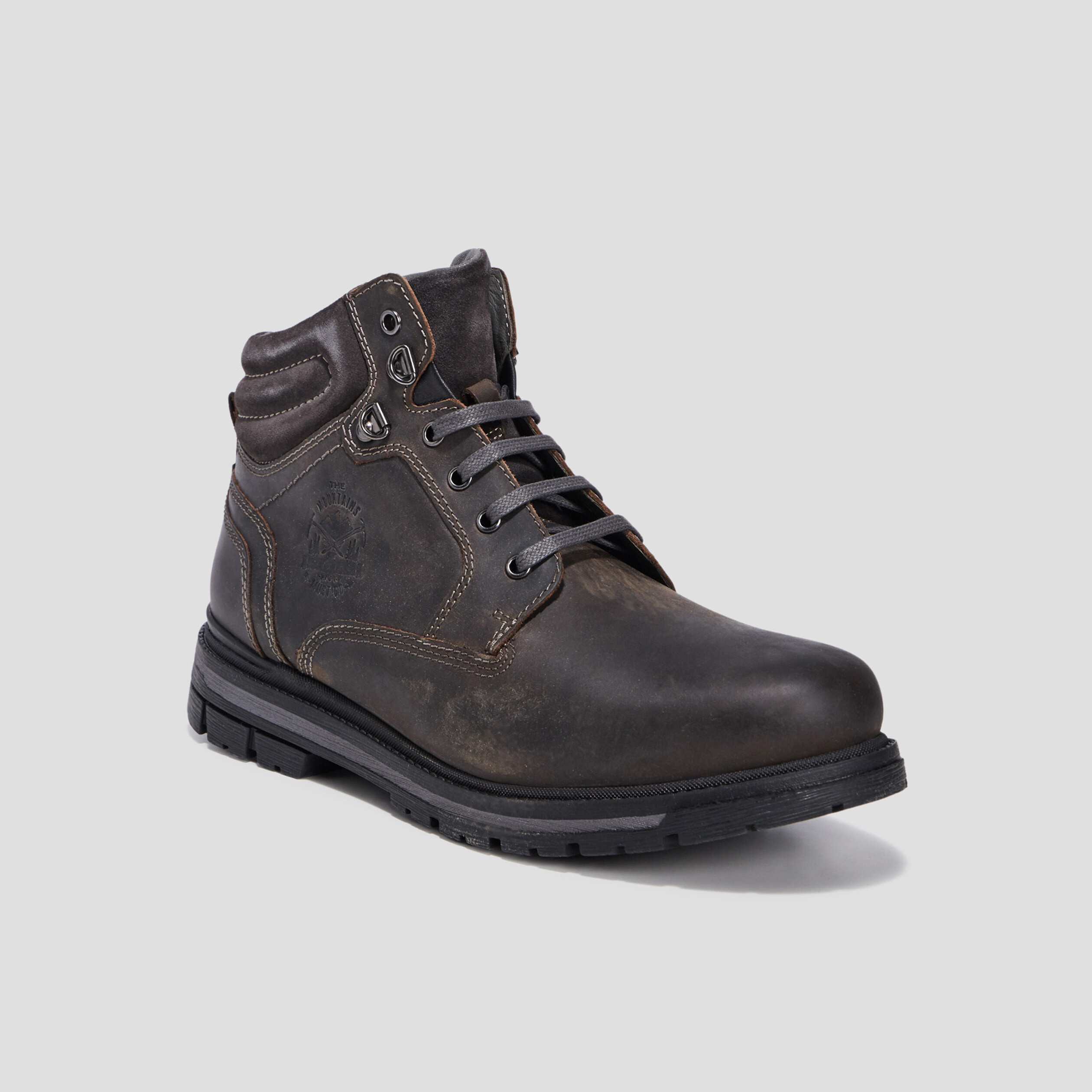 Bottines à lacets en cuir gris homme | La Halle