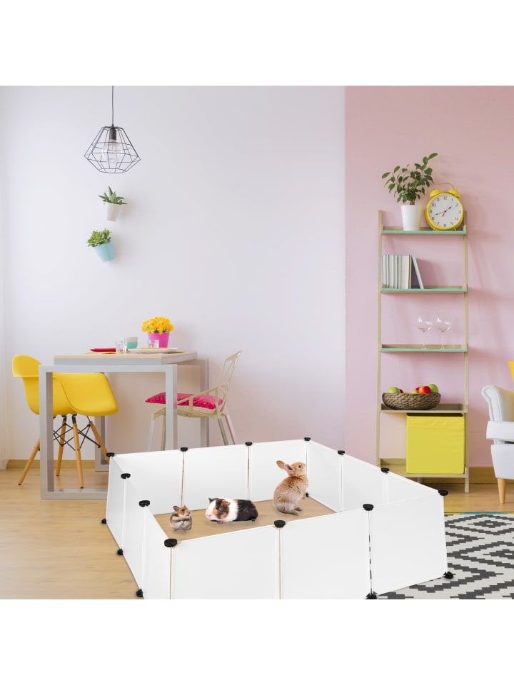 relaxdays Freilaufgehege in Weiß - (B)110 x (H)92 x (T)110 cm günstig kaufen onesize