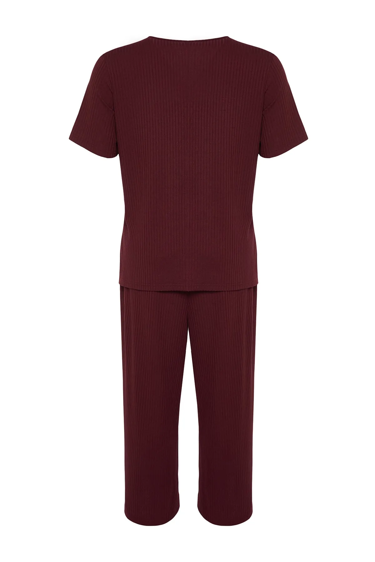 Trendyol Curve  Weinrotes Pyjama-Set aus Strick