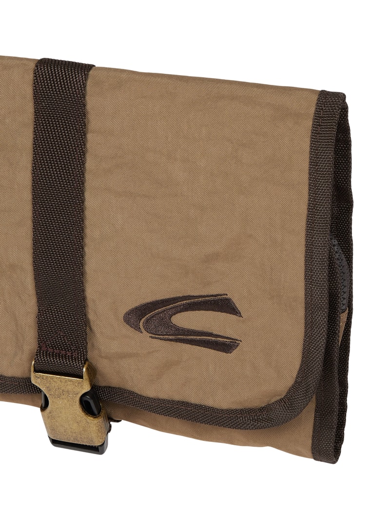 Kulturtasche mit Logo-Stickerei in sand