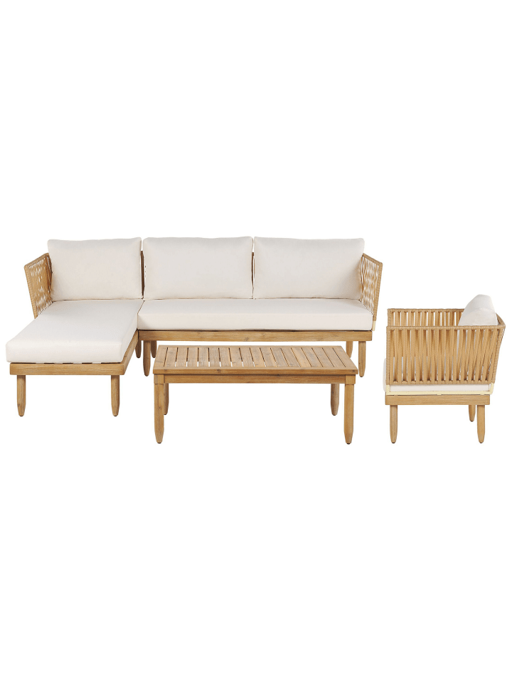 Beliani 4-tlg Lounge Set CREMONA in Heller Holzfarbton/Weiß günstig kaufen onesize