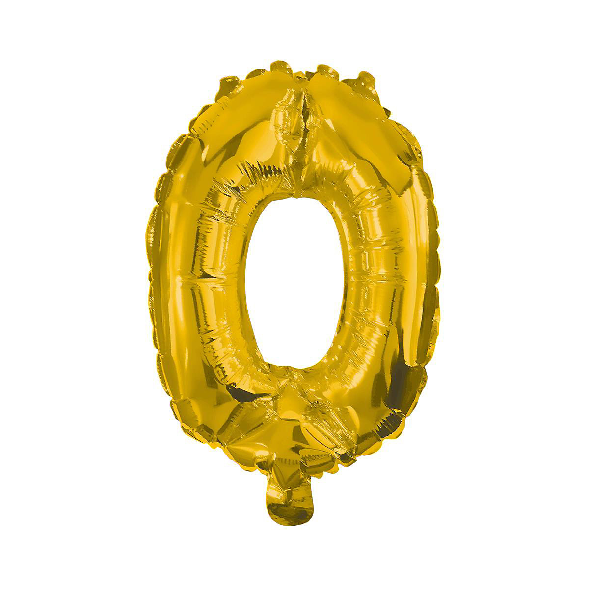 Folienballon Zahl 0 gold, 10 cm, inkl. Pustehalm