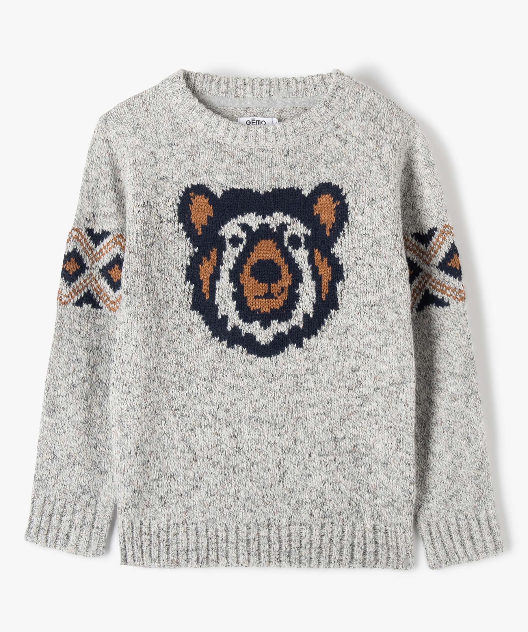 Pull Garçon jacquard motif ours ecru | GEMO
