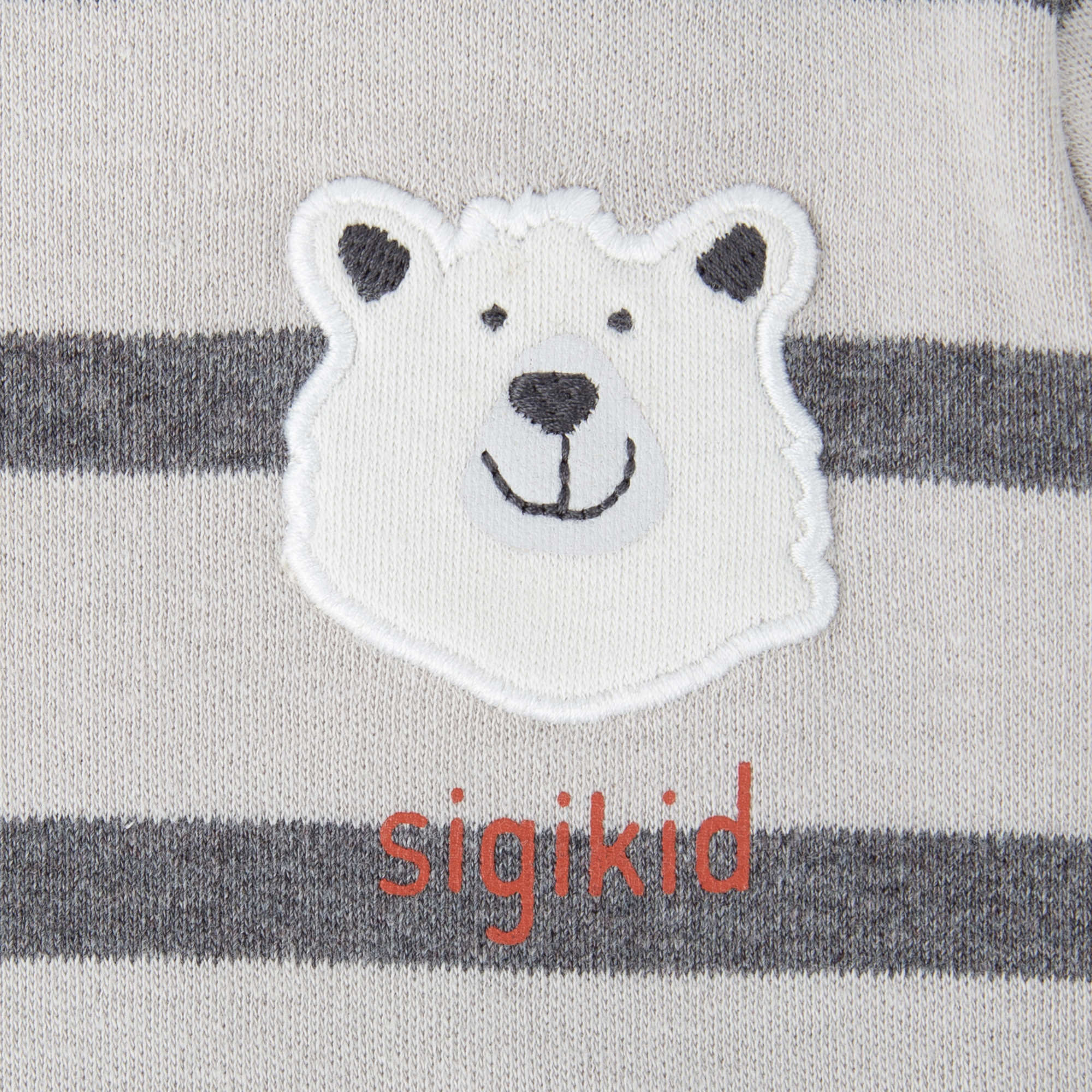 Baby Langarmshirt Eisbär, grau geringelt