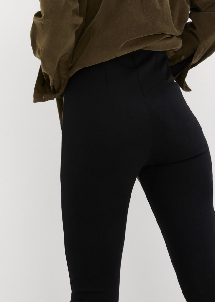 Leggings mit Lederimitat Einsatz
