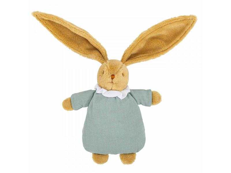 Lapin Doudou avec Hochet 20Cm - Coton Bio Celadon