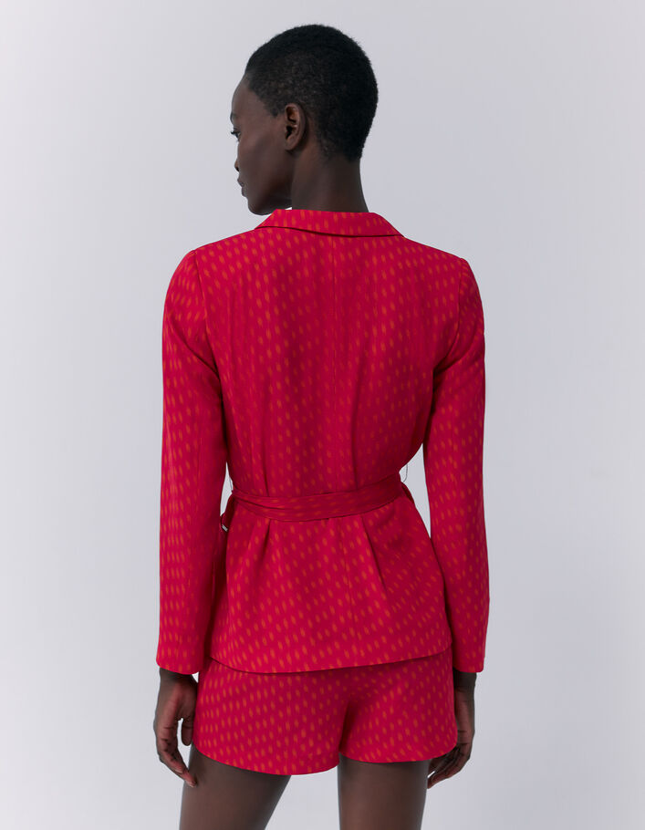 Veste de tailleur ceinturée imprimé fuschia femme