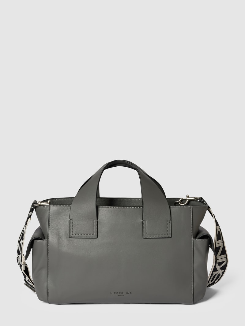 Shopper mit Label-Details Modell 'Sienna' in dunkelgrau