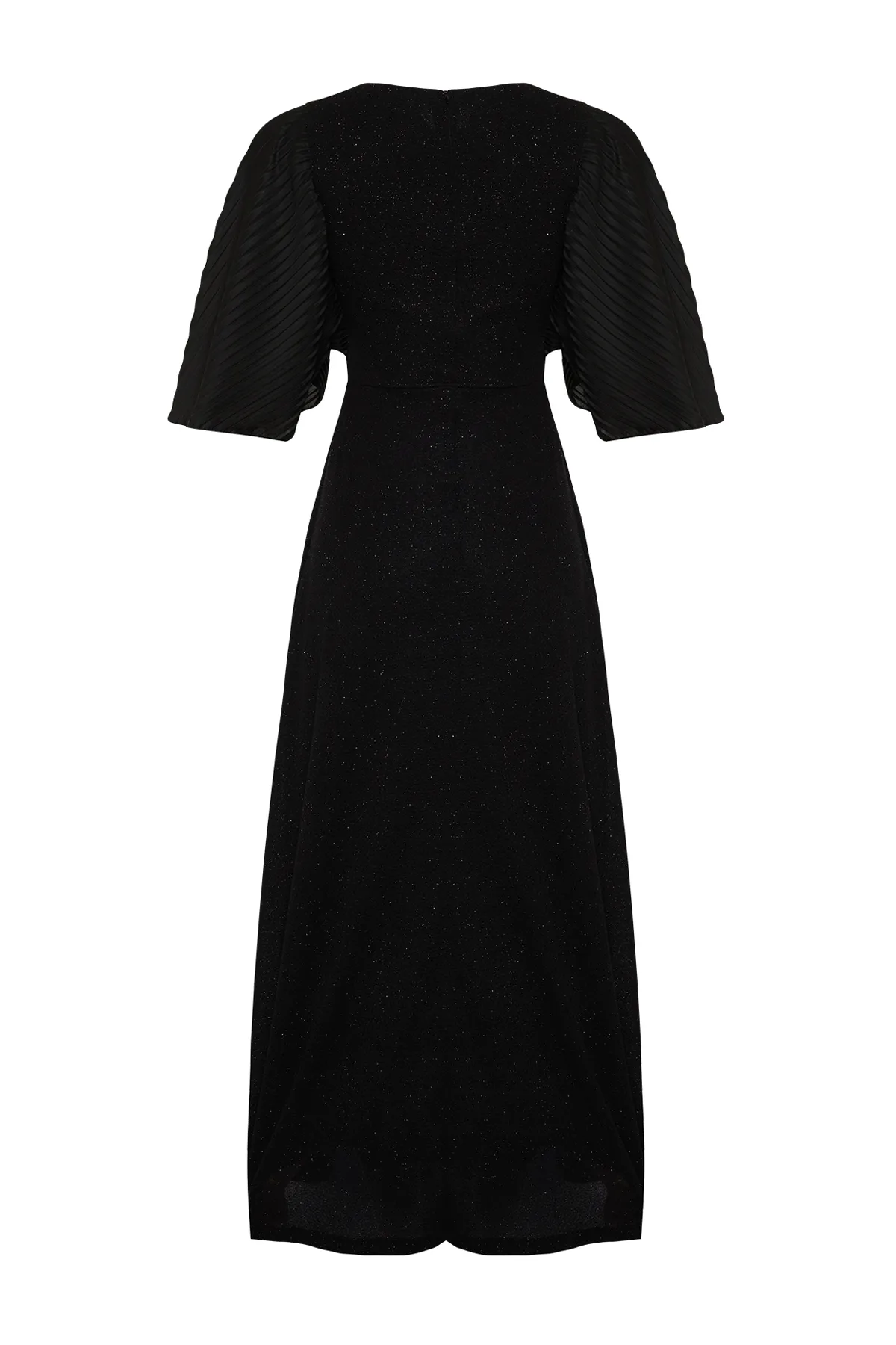 Trendyol Modest  Schwarzes, glitzerndes, elegantes Abendkleid mit Fledermausärmeln TCTSS24DB00042