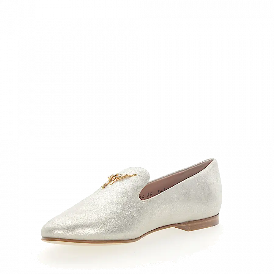 Giuseppe Zanotti - Loafer DALIA Kalbsleder Veloursleder Finished Logo Schmuckstein beige silber - beige