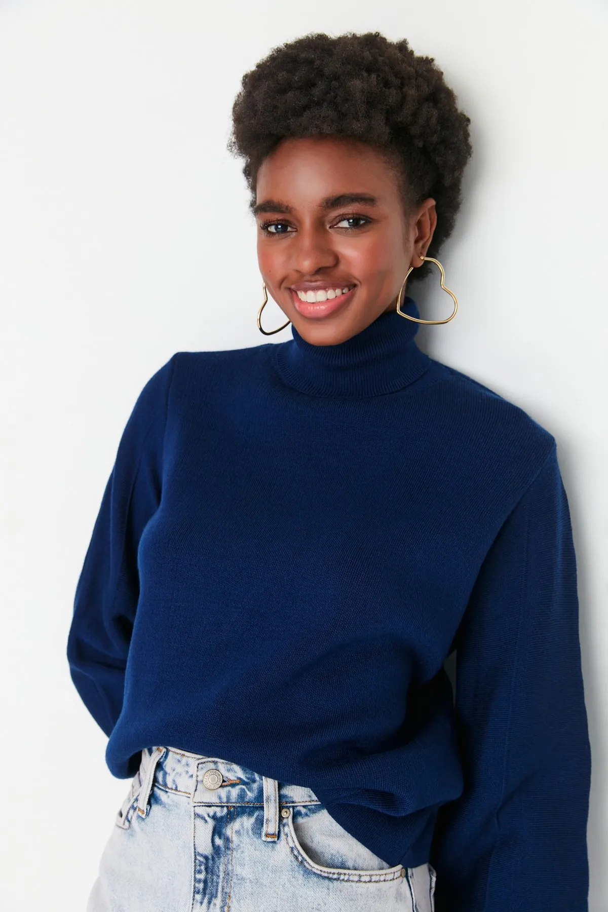 Trendyol Collection  Marineblauer Basic Rollkragenpullover TWOAW21KZ0485