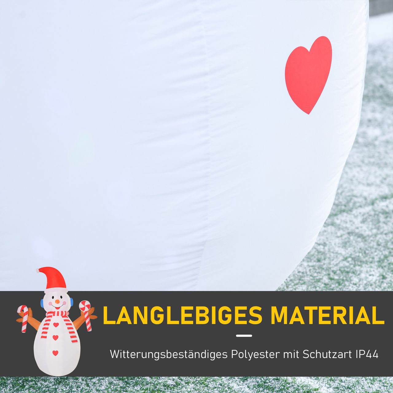HOMCOM 2,4 m aufblasbarer Schneemann mit rotierender Beleuchtung Weihnachtsdeko für den Innen- und Außenbereich Garten Rasendekoration Party Weiß Rot 180 x 100 x 240 cm