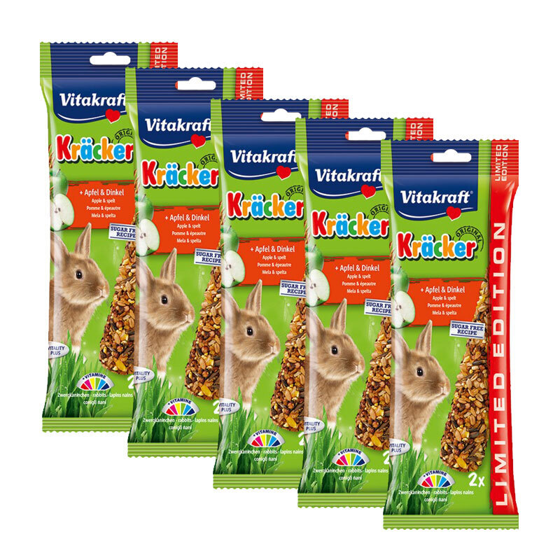 Vitakraft Snacks Vitakraft Kräcker Zwergkaninchen 5x2er Apfel & Dinkel