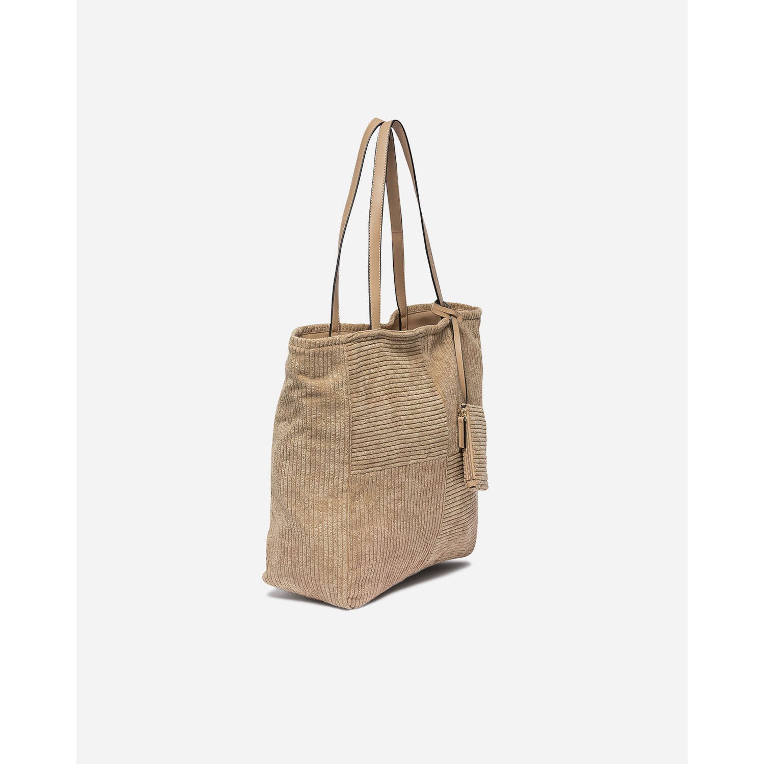 Sac cabas camel en velours côtelé