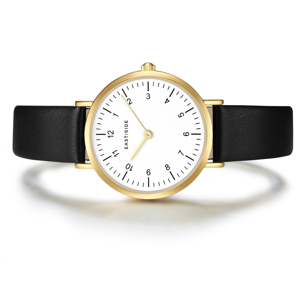EASTSIDE Montre à quartz Rosehill en Or jaune Cuir véritable en Noir Montre