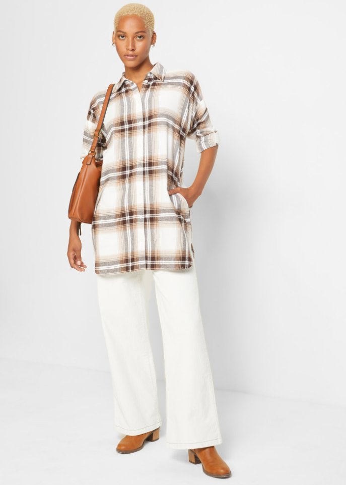 Long- Flanell- Hemdbluse, extra warm