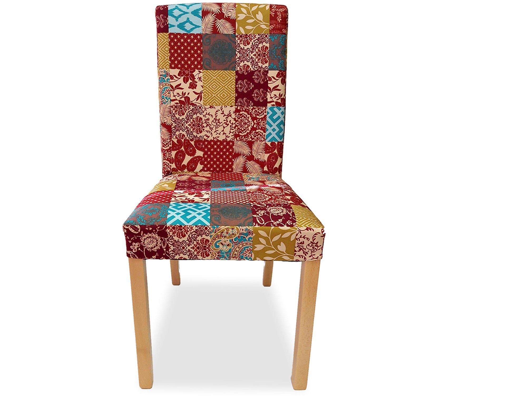 Moebel-Eins Polsterstuhl, STELA 2er Set Polsterstühle, Material Massivholz/Stoff, Buche/Patchwork