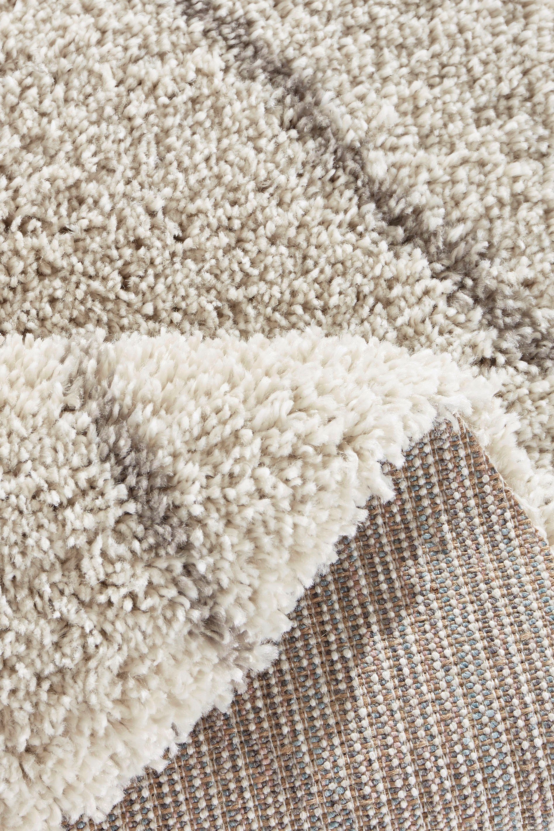 Hochflor-Teppich Belle, Leonique, rund, Höhe: 35 mm, Rauten-Design, weiche Haptik
