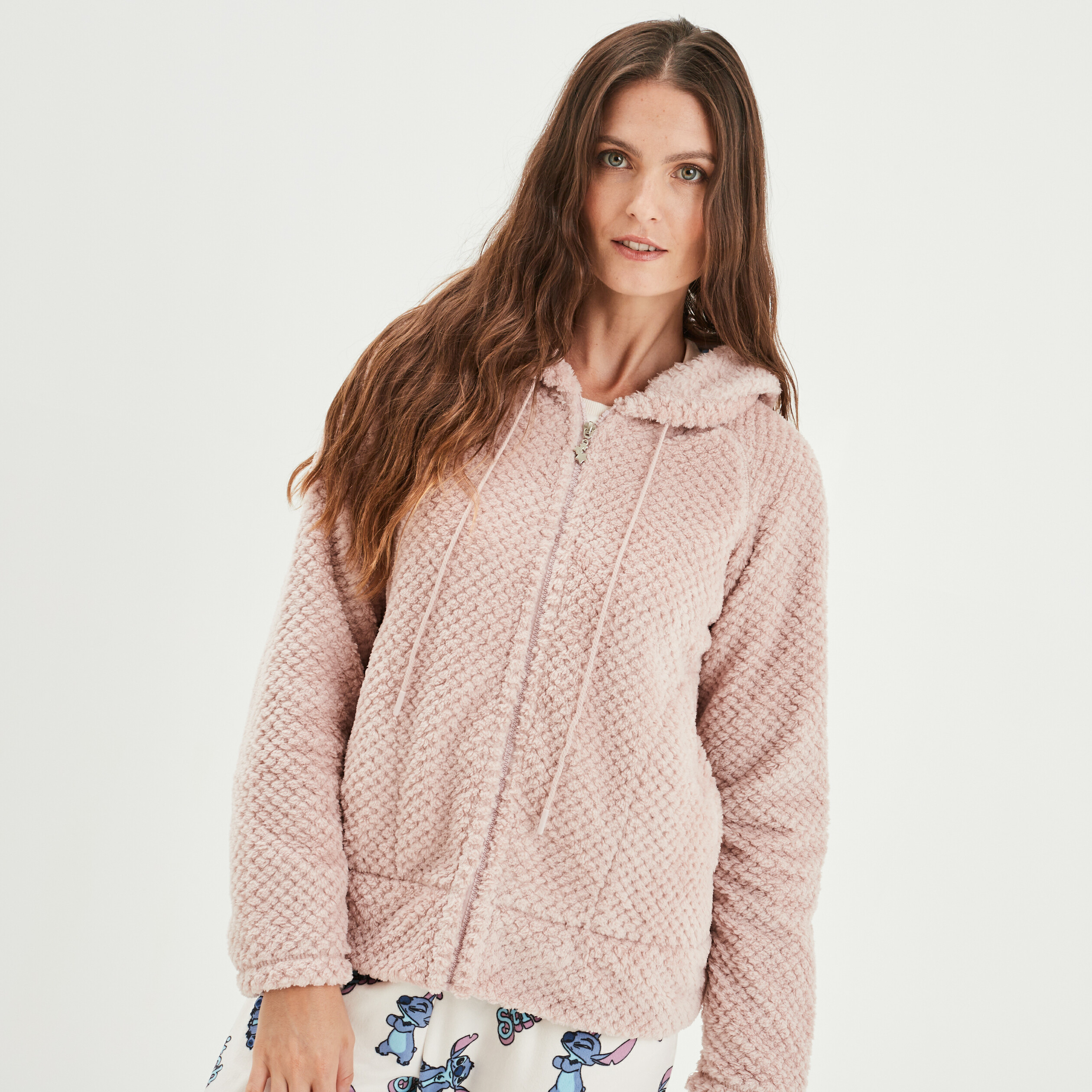 Veste de pyjama plaid vieux rose femme | La Halle