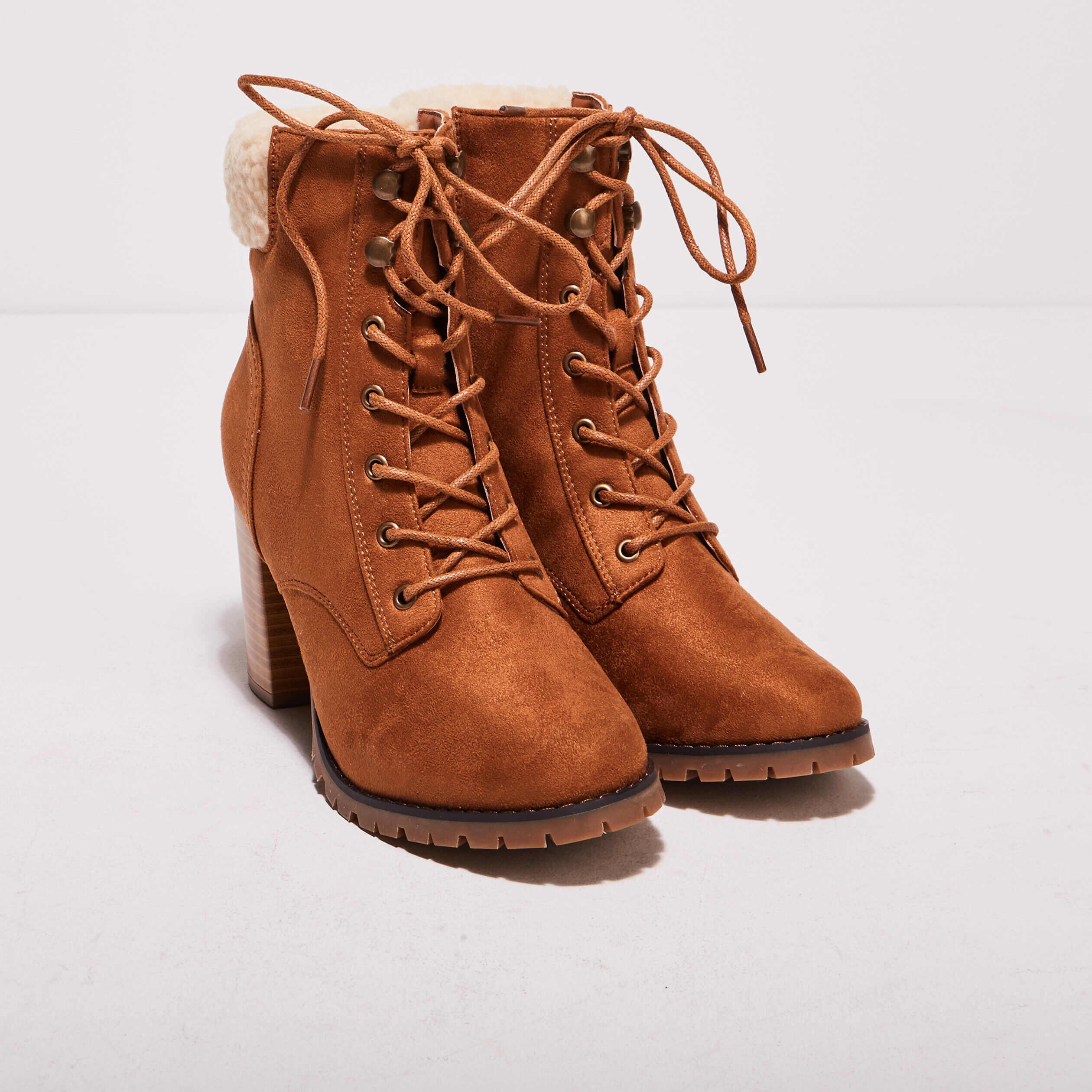 Bottines à talons et lacets marron femme | Cache Cache