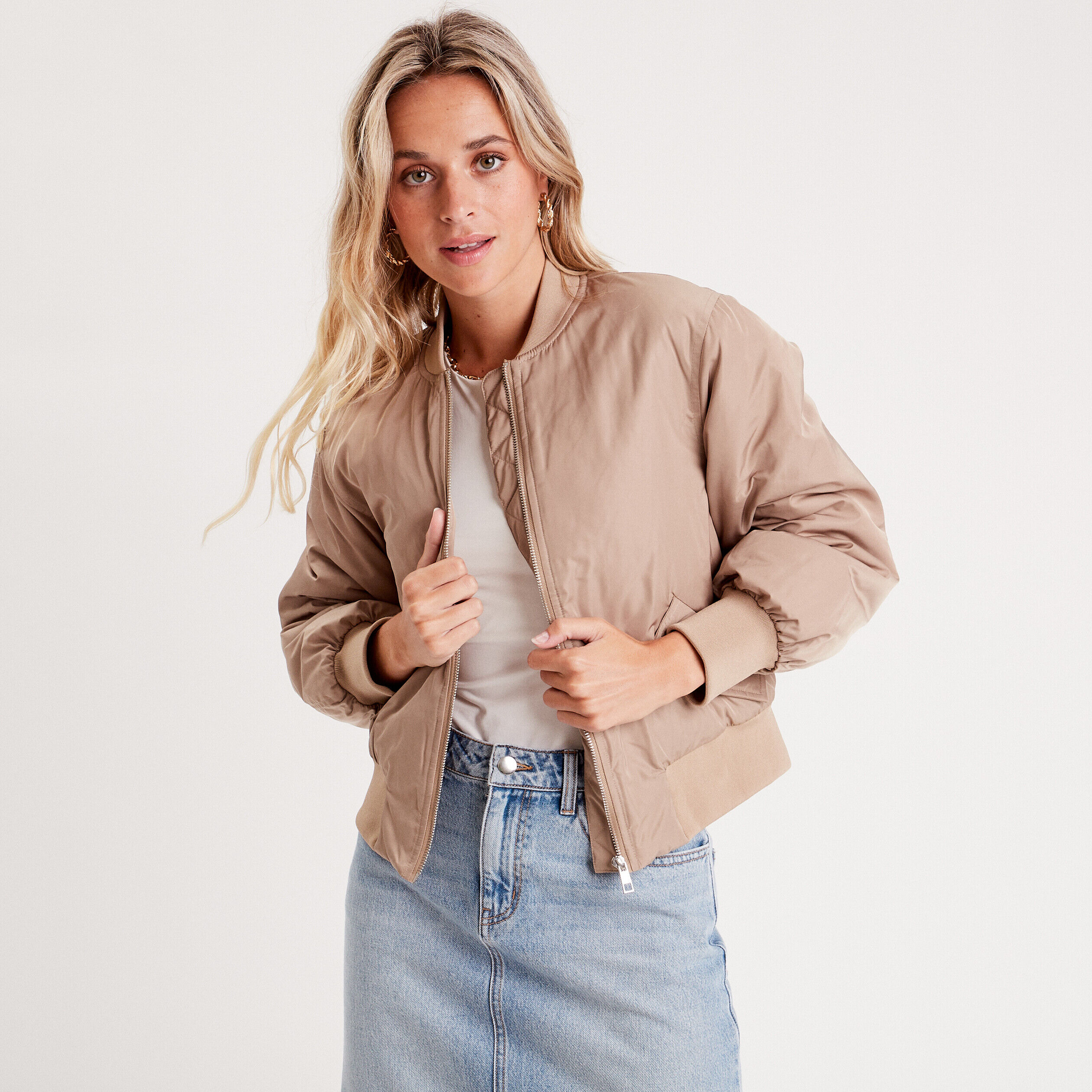Veste bomber oversize sable femme | Cache Cache
