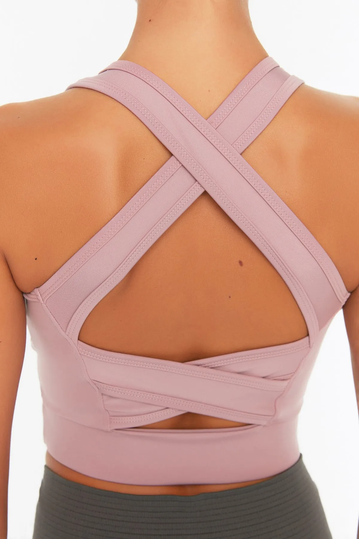 Trendyol Collection  Dried Rose Unterstützter/formender Rücken, detaillierter gestrickter Sport-BH mit quadratischem Kragen TWOSS22SS0040