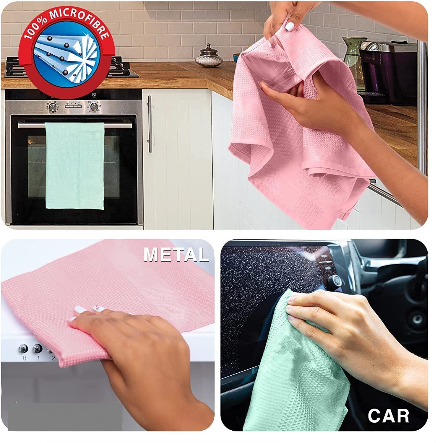 AMR HOME Mikrofasertücher Putztücher Fenstertuch Mikrofaser Reinigungstüche Mikrofasertuch (1 Packung, 3-tlg., Geschirrtücher Mikrofaserputztücher Streifenfrei Staubfrei Bad Auto)