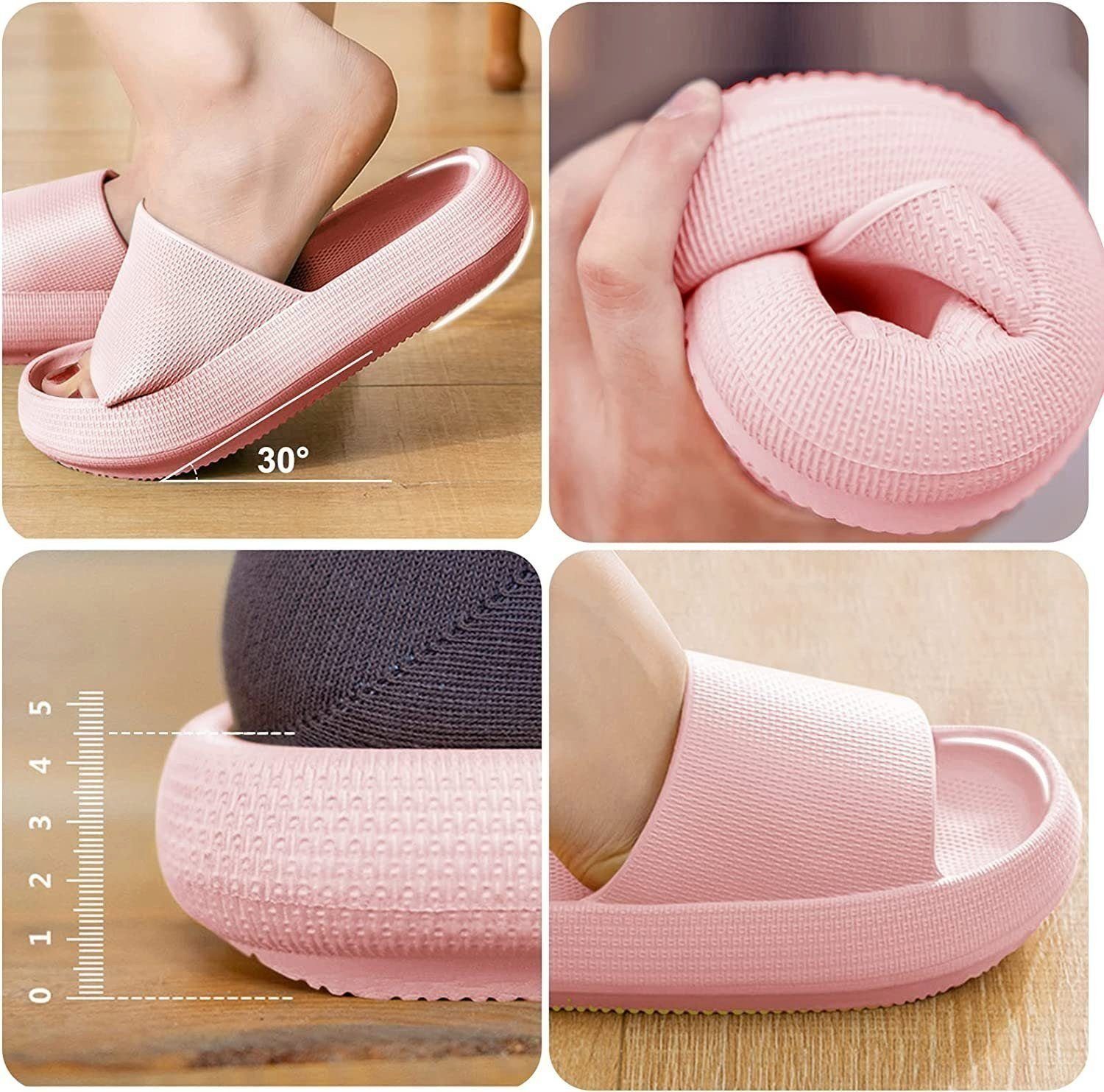 SOTOR Badeschuhe 4CM dicke Sohle weiche Hausschuhe Hausschuhe Badeschuh Geeignet für Bad, Schlafzimmer, Wohnzimmer, Strand, Freizeit.