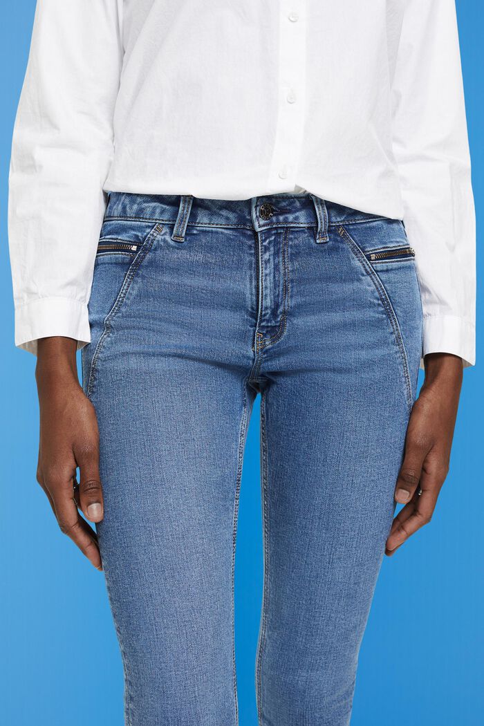 Skinny-Jeans mit mittelhohem Bund und Ziptaschen