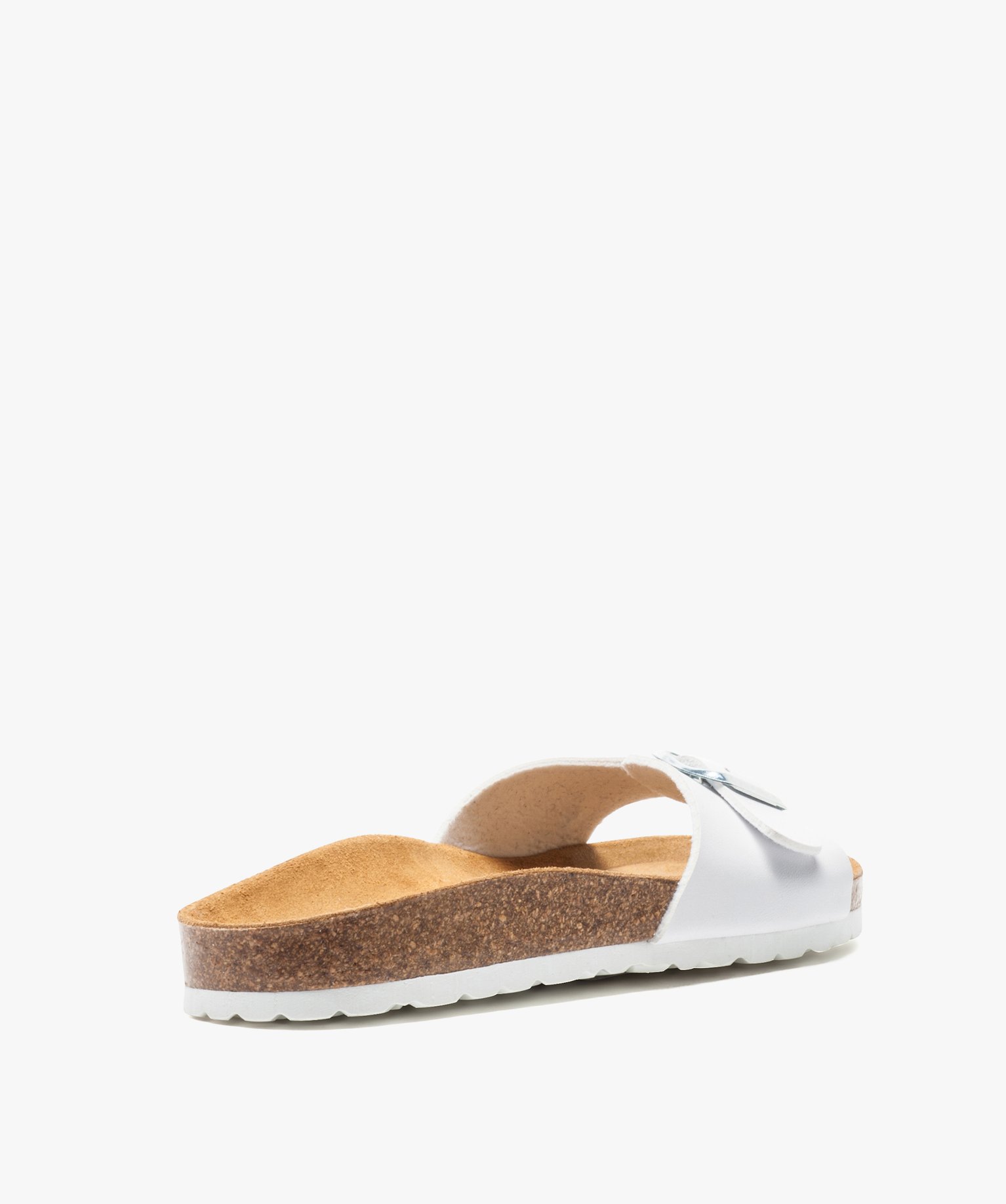 Mules femme à talon plat et large bride ajustable blanc | GEMO