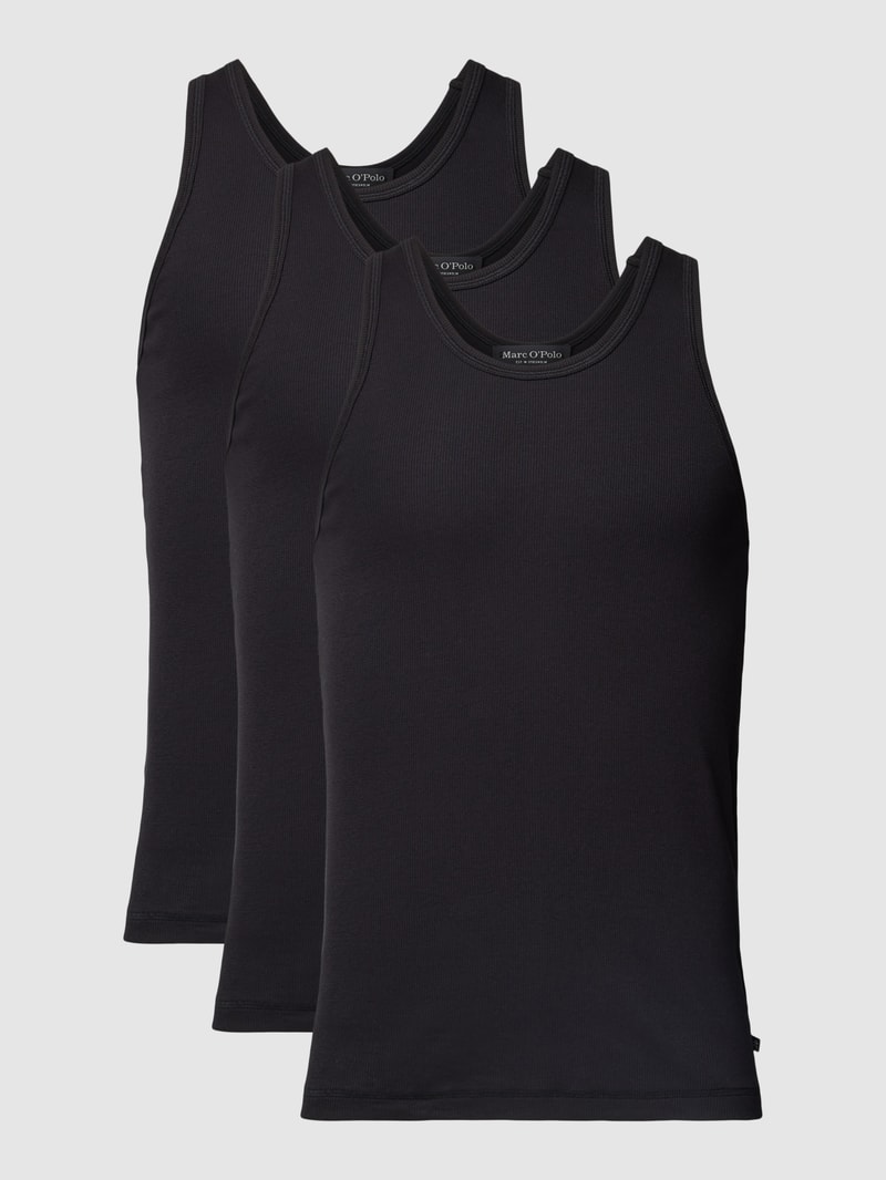 Tanktop mit Feinripp Modell 'ICONIC' im 2er-Pack in schwarz