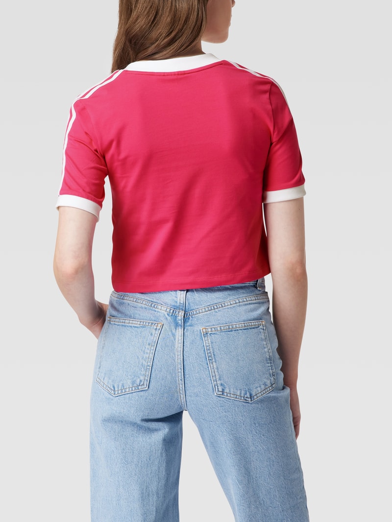 Cropped T-Shirt mit Logo-Stitching in lila