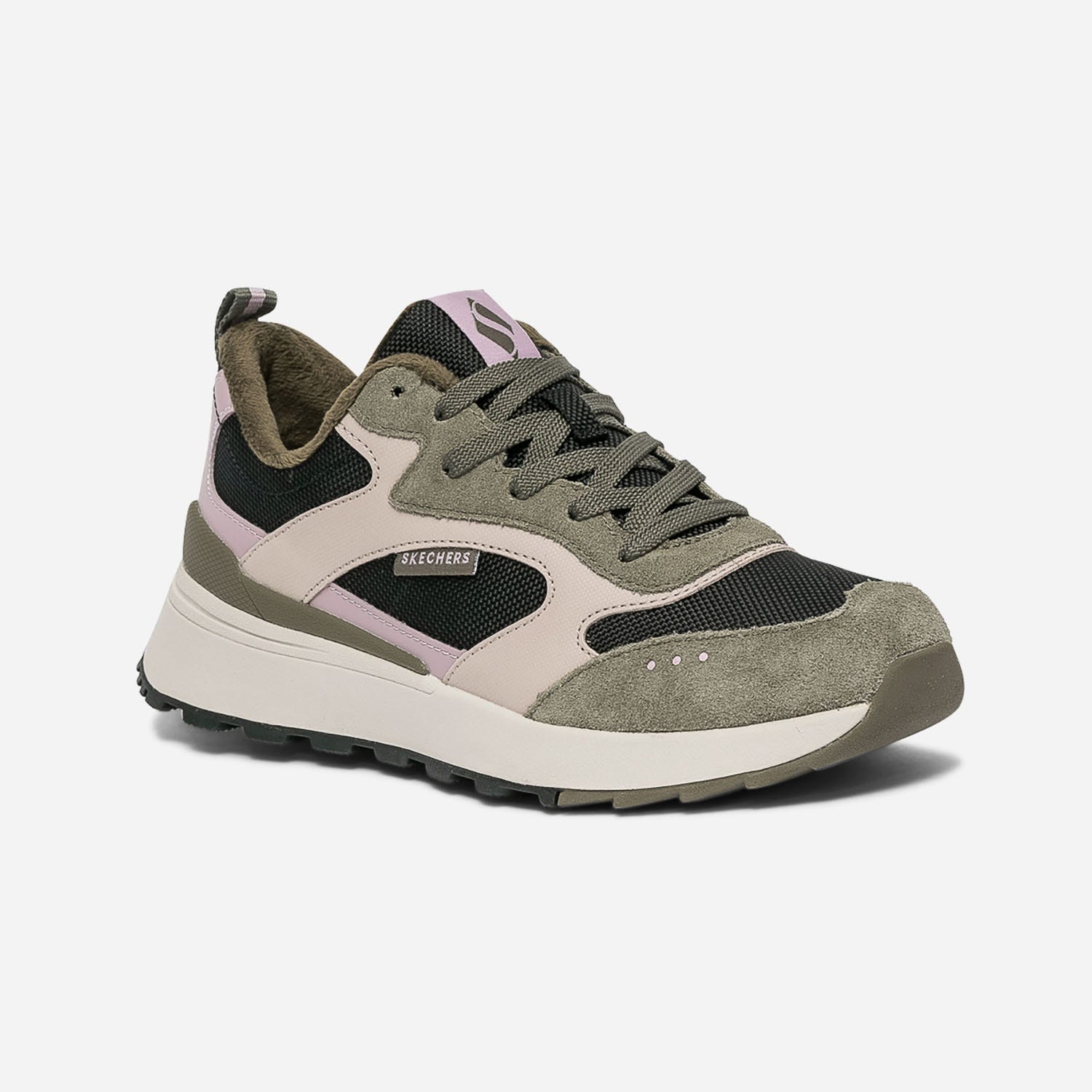 Tennis SKECHERS kaki, mauve et pastel bi matière