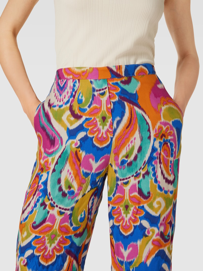 High Waist Stoffhose mit Allover-Muster in pink