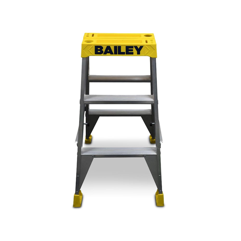 Escada BAILEY 0,9 m 150 kg, 3 degraus, alumínio, dupla face, Big Top, FS13966