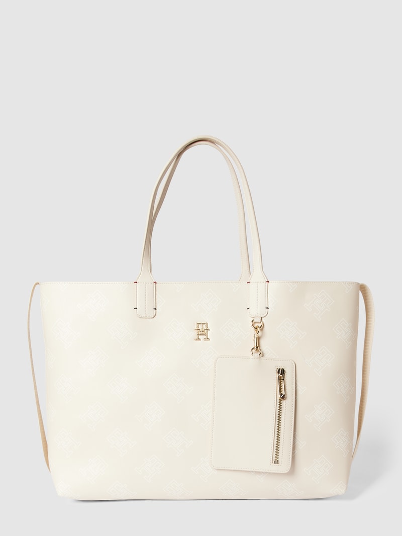 Handtasche mit Allover-Logo Modell 'ICONIC' in sand