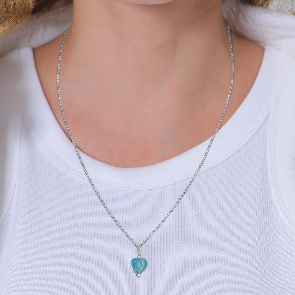 Nenalina Nenalina Collier Femmes Pendentif coeur amour avec verre de Murano en argent ster Bijoux