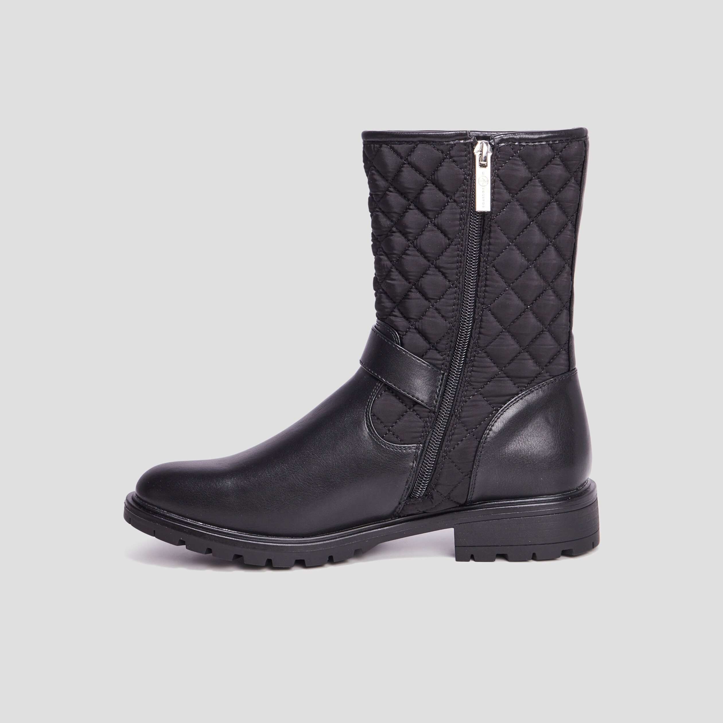 Bottines matelassées avec boucles noir femme | La Halle