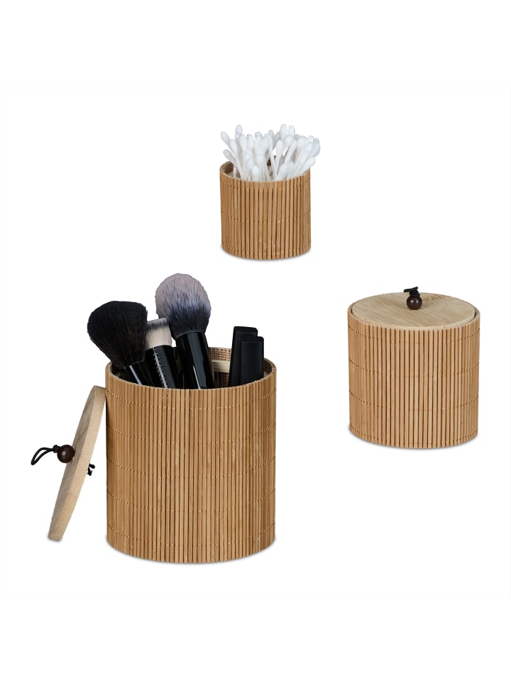 relaxdays 3-tlg. Aufbewahrungsbox in Natur günstig kaufen onesize
