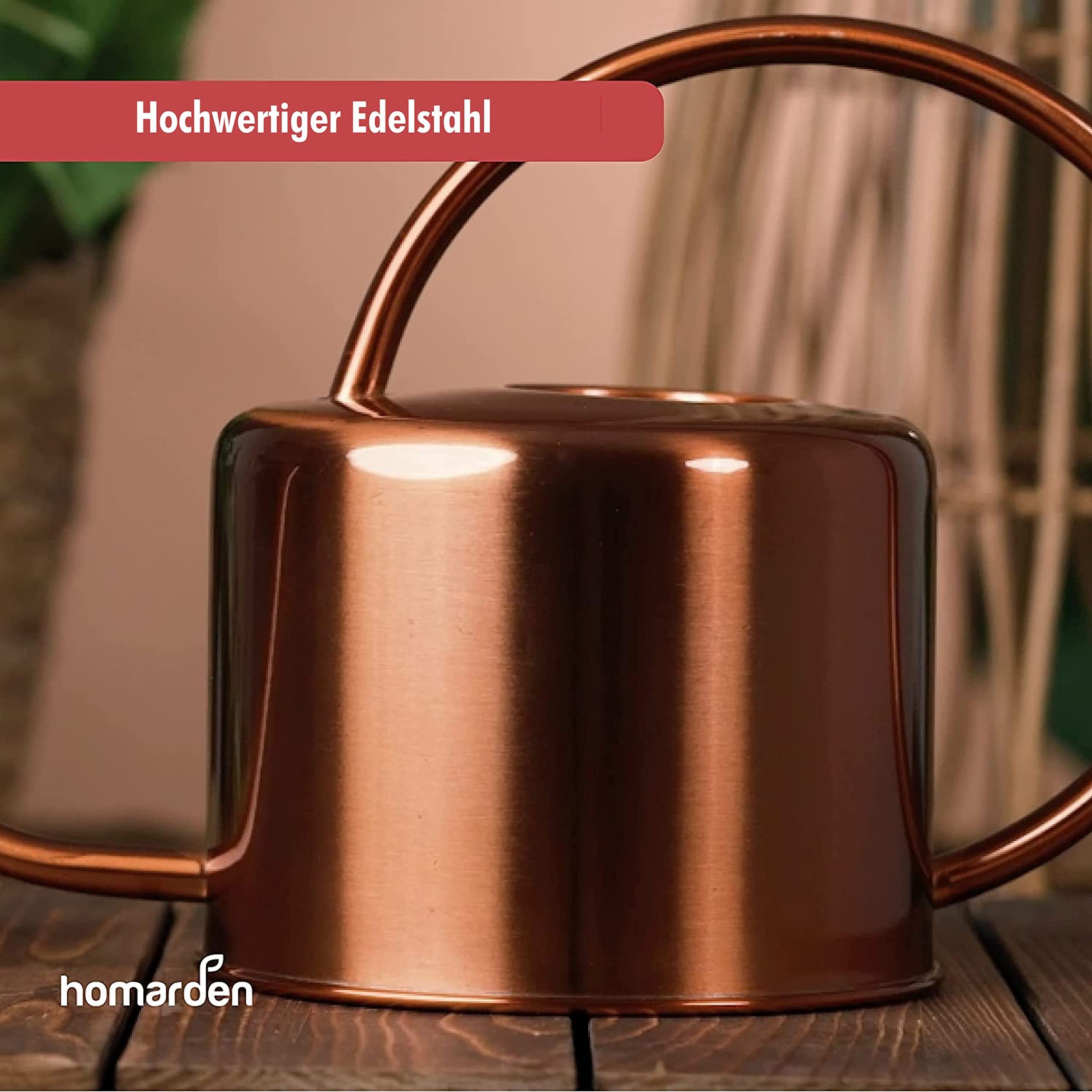 Homarden Gießkanne 40oz Metall-Gießkanne, Kupferfarben, für Pflanzen Innen-/Außenbereich, Kupfer 40 Unzen Metall