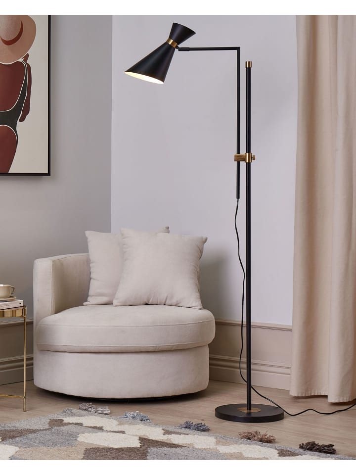 Beliani Stehleuchten MELAWI in Schwarz/Gold - (W) 57 x (H) 155 x (L) 30 cm günstig kaufen onesize