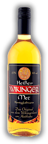 Heißer Wikinger Met Honig Glühwein Heißer Wikinger Met Honig Glühwein Gewürzter Honigwein - ein wärmendes Wintergetränk. 0,75	 Liter - Vol 10%