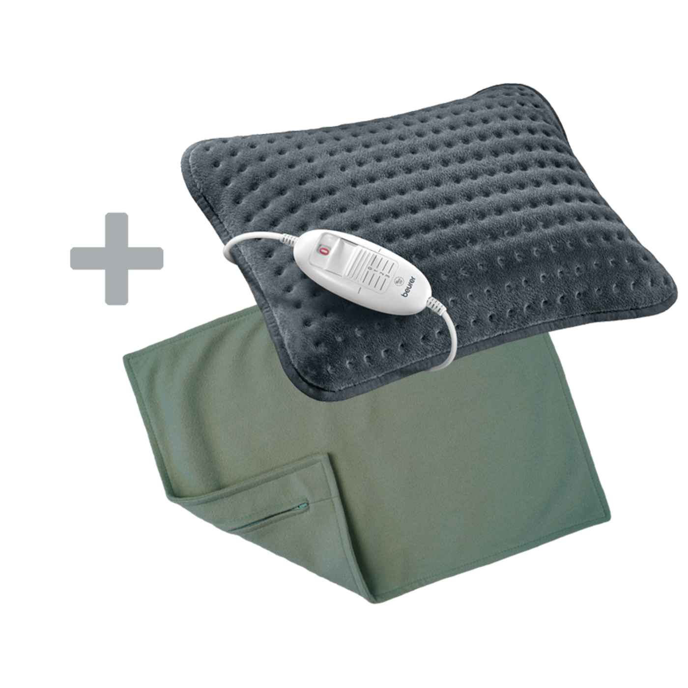 Sofa-Heizkissen - HK 48 Cosy & extra Bezug Grün-Gemütliches Sofakissen mit Heizfunktion mit wohnlichem Überzug in Grün