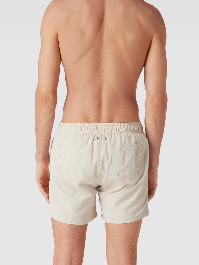 Badehose mit Label-Stitching in beige