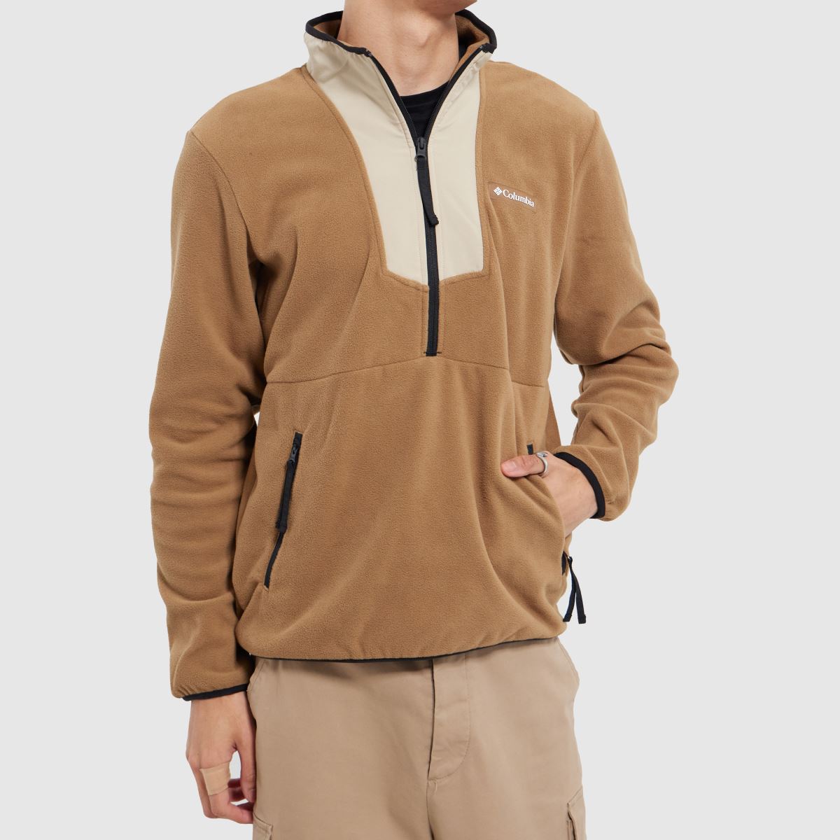 Columbia – Sequoia Grove – Beige, flerfärgad tröja med halv dragkedja