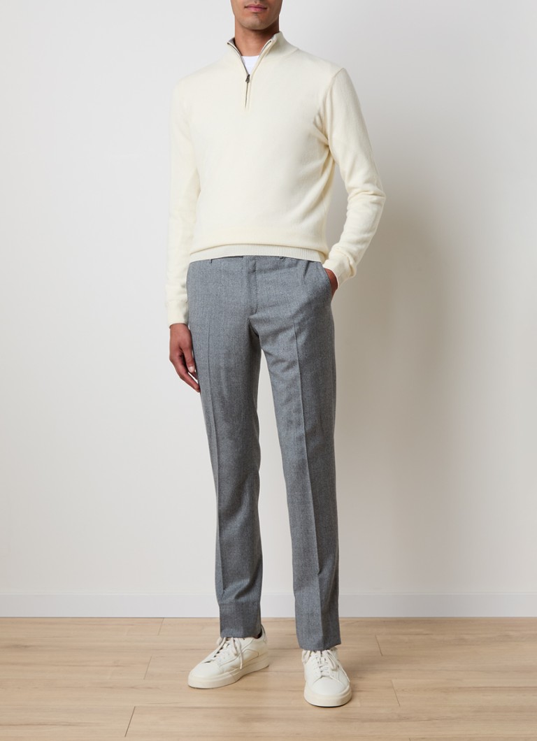 Corneliani Fine-knit cashmere blend pullover with half zip