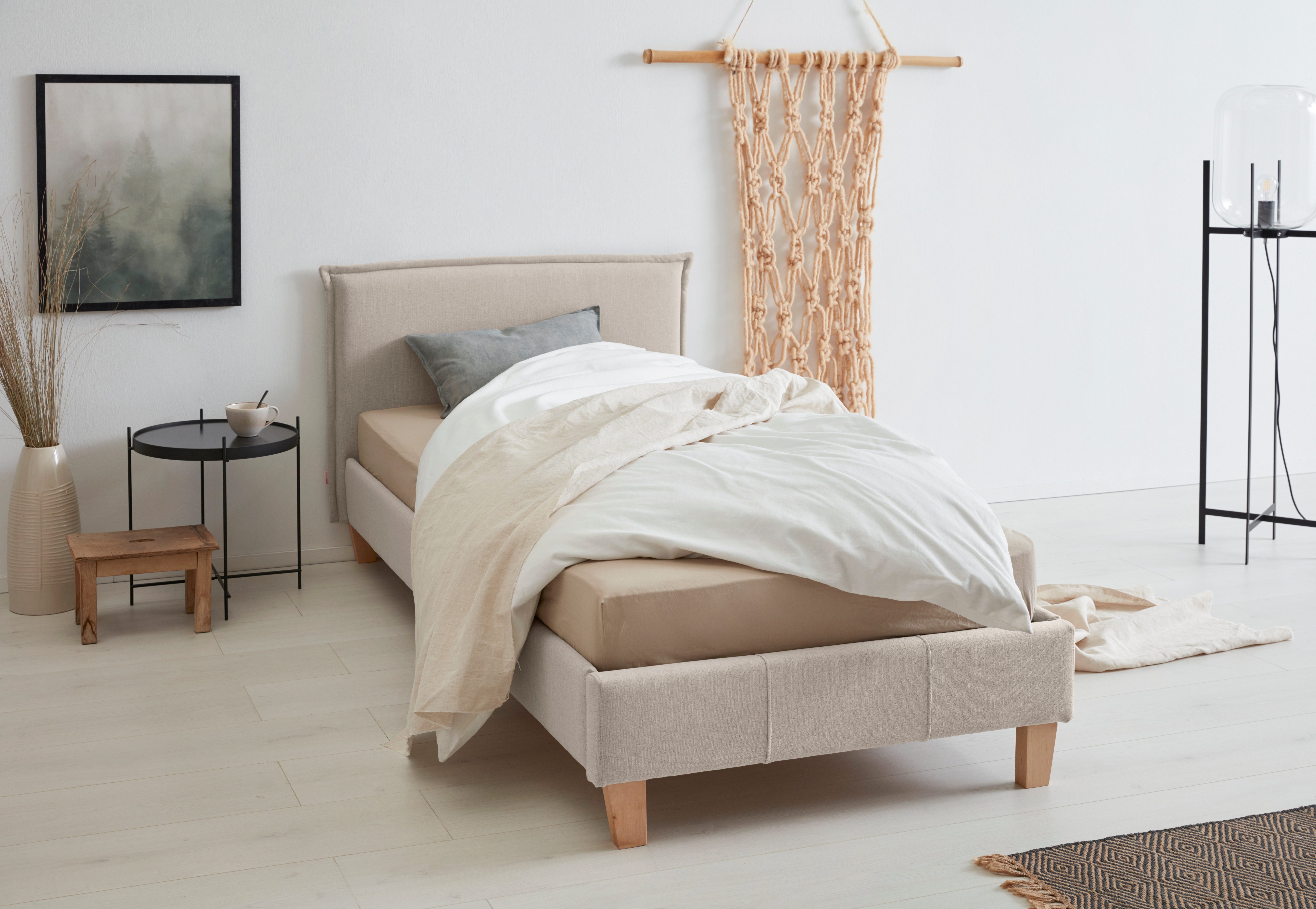 OTTO products Polsterbett Heddi, in 5 Breiten: von 90cm-200cm, Biese am Kopfteil, Strukturstoff